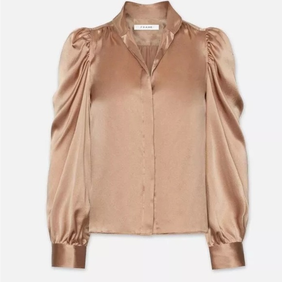 Frame Gillian Long sleeve silk top in blush - Picture 3 of 7